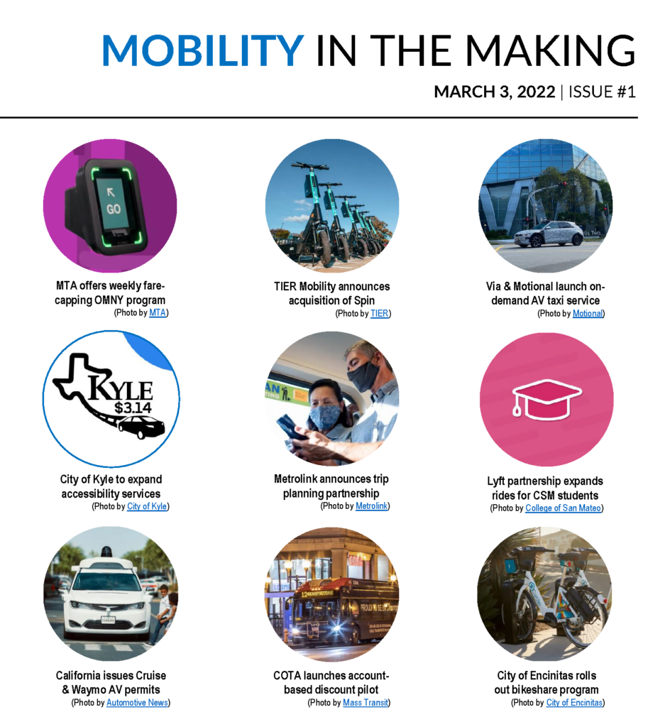 Mobility in the making cover page with 9 images and subtitles under each image. (can be found in the linked document)